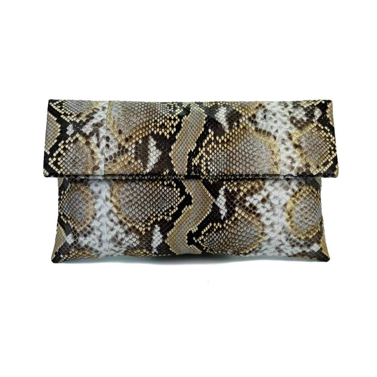 Beige snake outlet print clutch bag