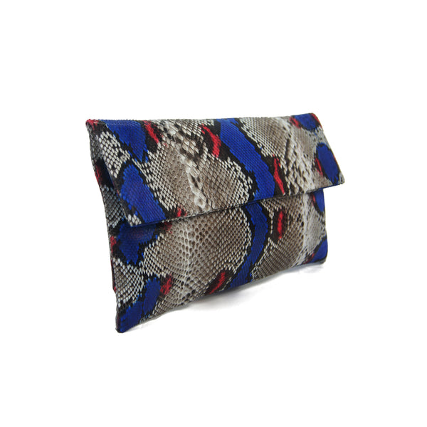 Python & Snakeskin Clutch - Blue Red Motif | Urban Story