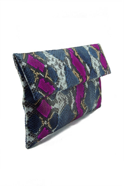 Mandalay Denim Pink Motif Foldover Clutch