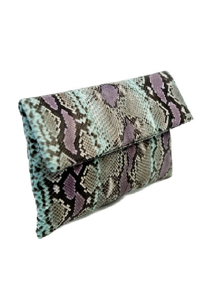 Mandalay Lilac Aqua Motif Foldover Clutch