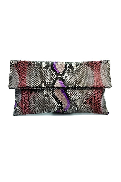 Mandalay Brown Lilac Motif Foldover Clutch