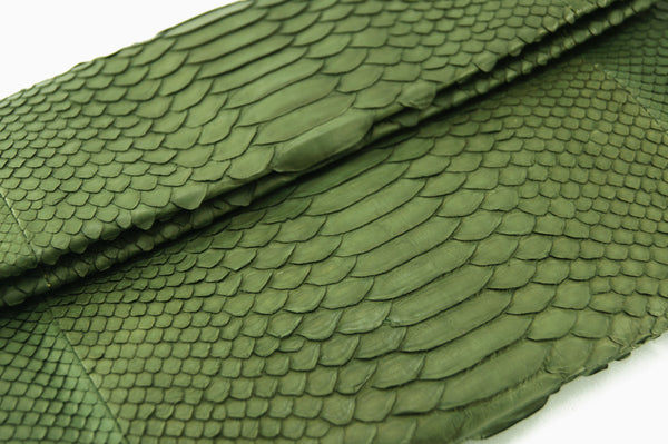 Mandalay Olive Python Foldover Clutch Flat