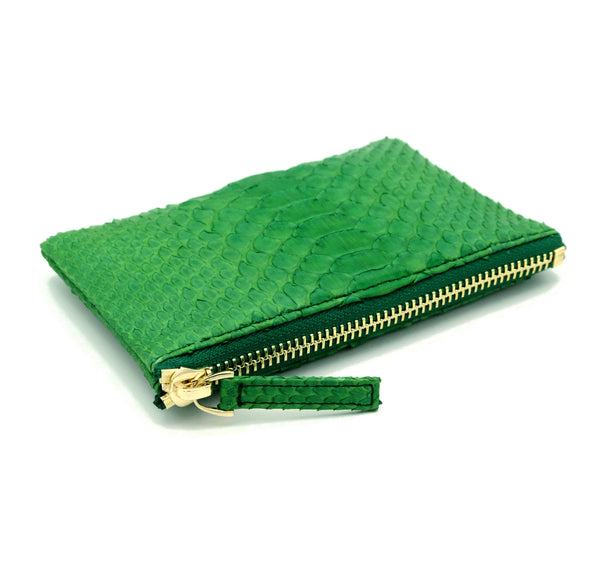 Snakeskin & Python Bright Green Coin Purse or Zip Pouch | Urban Story