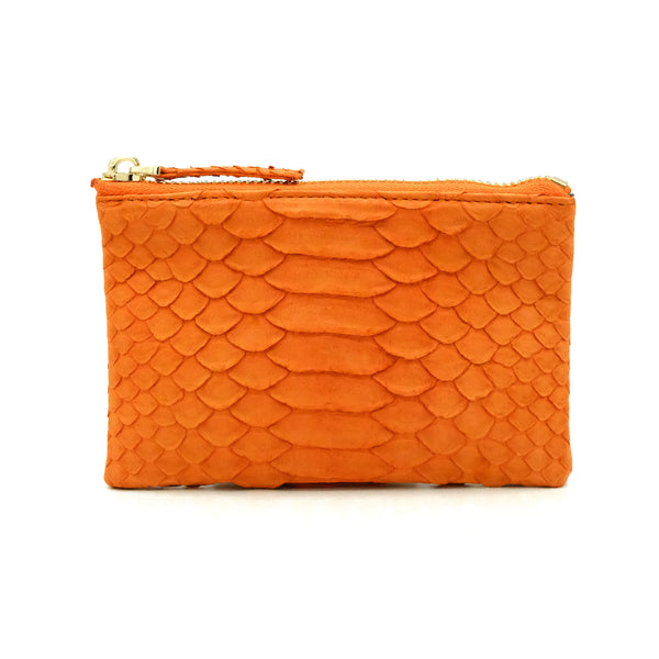 Snakeskin & Python Orange Coin Purse or Zip Pouch | Urban Story