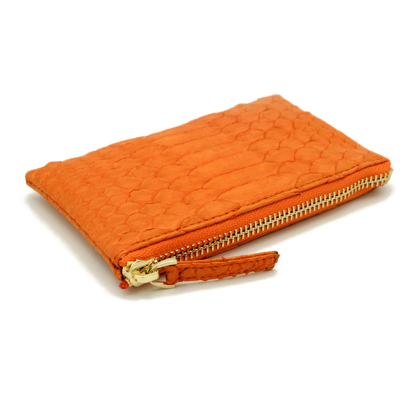 Snakeskin & Python Orange Coin Purse or Zip Pouch | Urban Story