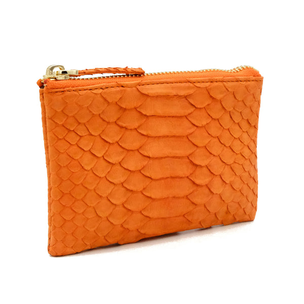 Snakeskin & Python Orange Coin Purse or Zip Pouch | Urban Story