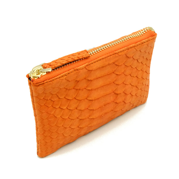 Snakeskin & Python Orange Coin Purse or Zip Pouch | Urban Story