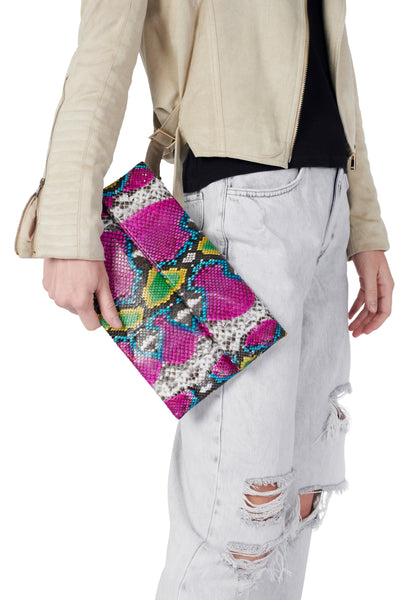 Mandalay Fuchsia Lemon Lime Motif Foldover Clutch
