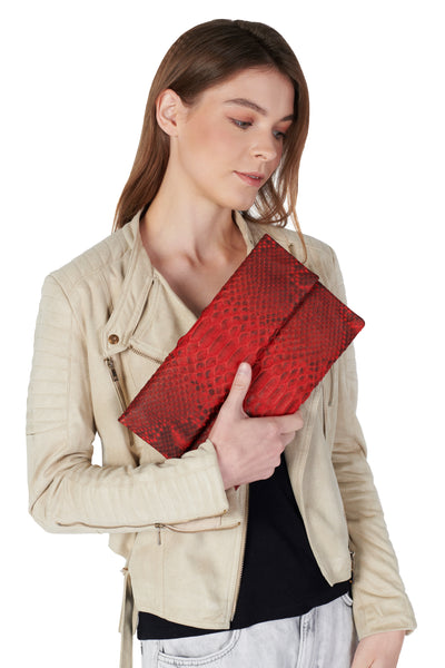 Mandalay Red Motif Foldover Clutch