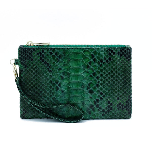 Snakeskin & Python Wristlet Pouch - Green Motif | Urban Story