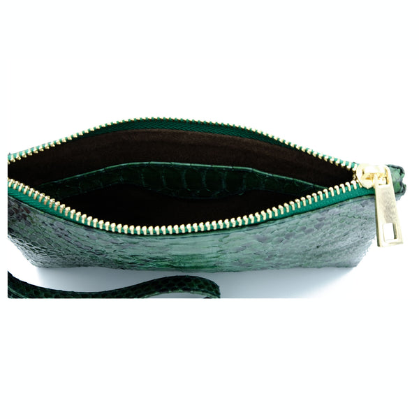 Snakeskin & Python Wristlet Pouch - Green Motif | Urban Story