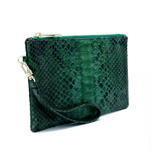 Karon Green Motif Wristlet Pouch