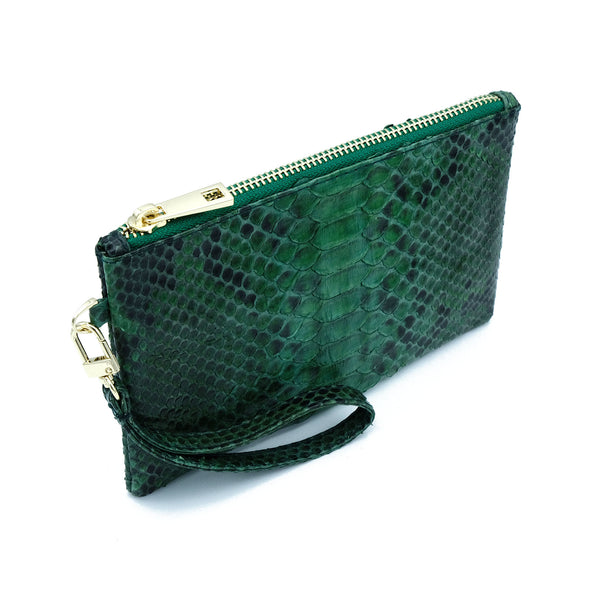 Snakeskin & Python Wristlet Pouch - Green Motif | Urban Story