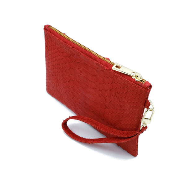 Snakeskin & Python Wristlet Pouch - Red | Urban Story