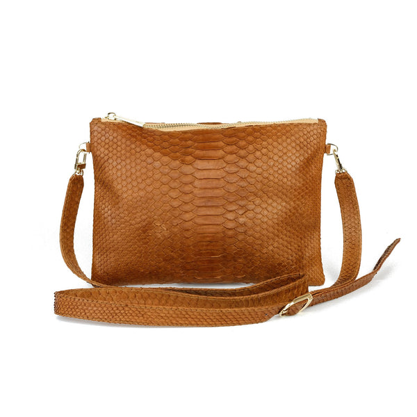 Snakeskin & Python Crossbody Sling bag - Camel | Urban Story