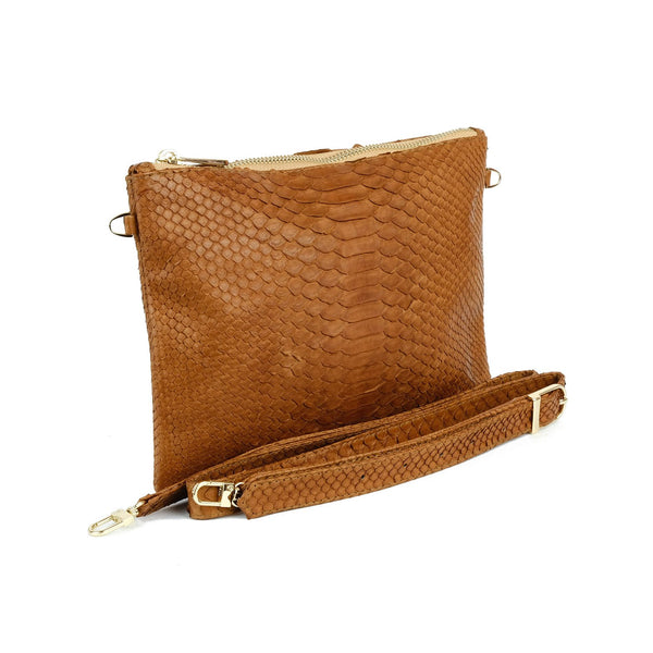 Snakeskin & Python Crossbody Sling bag - Camel | Urban Story