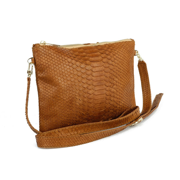 Snakeskin & Python Crossbody Sling bag - Camel | Urban Story