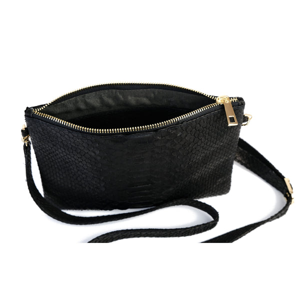 Snakeskin & Python Crossbody Sling bag - Black | Urban Story