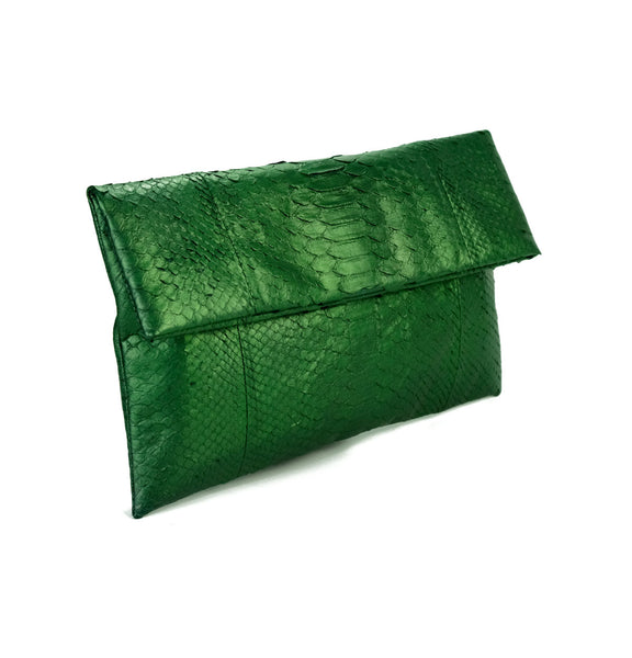 Mandalay Metallic Moss Foldover Clutch