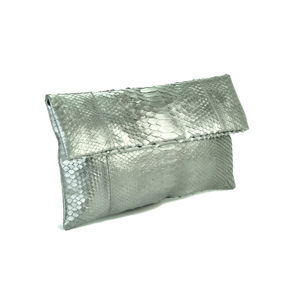Mandalay Liquid Silver Foldover Clutch