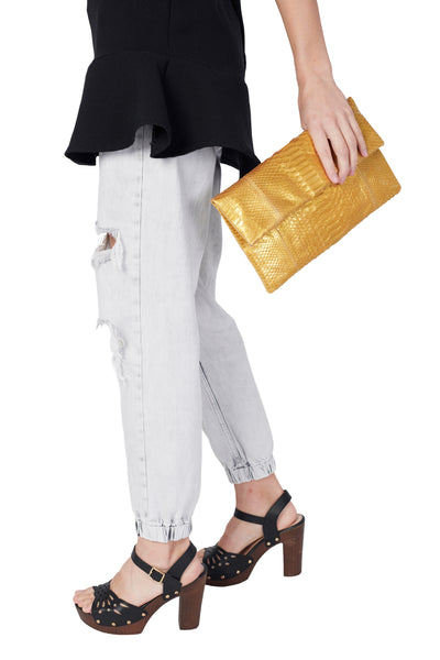 Mandalay Solid Gold Foldover Clutch